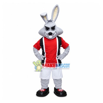Confident Arena Gray Rabbit Mascot Costume Confident Arena Gray Rabbit Mascot Costume