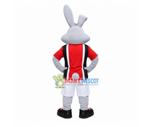 Confident Arena Gray Rabbit Mascot Costume Confident Arena Gray Rabbit Mascot Costume
