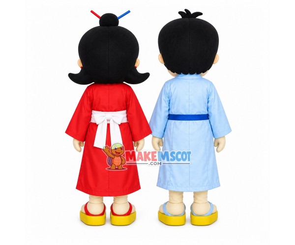 The Couple In Japanese Traditional Kimono Mascot Costume The Couple In Japanese Traditional Kimono Mascot Costume