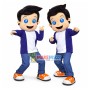 Blue-eyed Twin Brothers In The Same Suit Mascot Costume