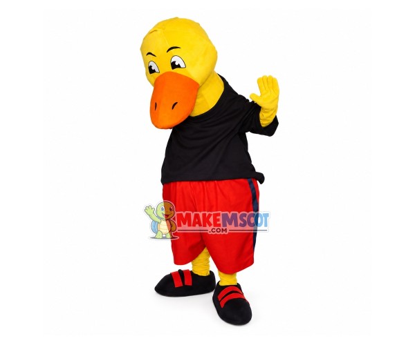 The Yellow Duck In Fat Pants Mascot Costume The Yellow Duck In Fat Pants Mascot Costume