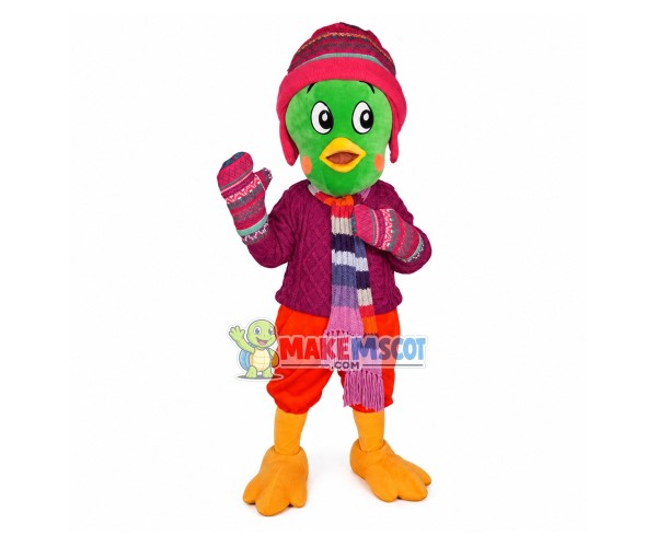 Warm Winter Green Bird Mascot Costume