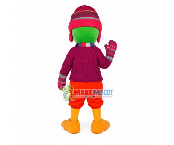 Warm Winter Green Bird Mascot Costume Warm Winter Green Bird Mascot Costume