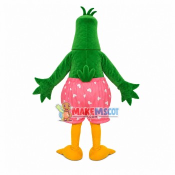 Green Chicken In The Pink Printed Shorts Mascot Costume