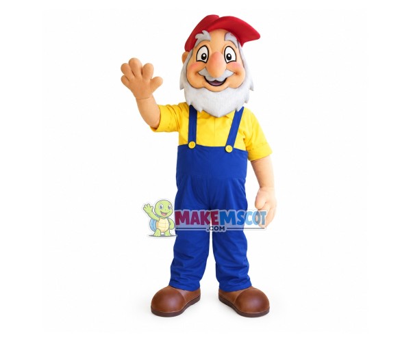 Service Station White Beard Grandpa Mascot Costume Service Station White Beard Grandpa Mascot Costume