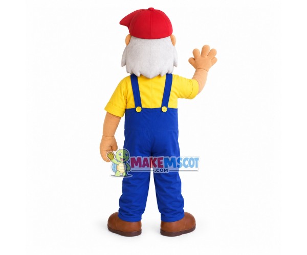Service Station White Beard Grandpa Mascot Costume Service Station White Beard Grandpa Mascot Costume