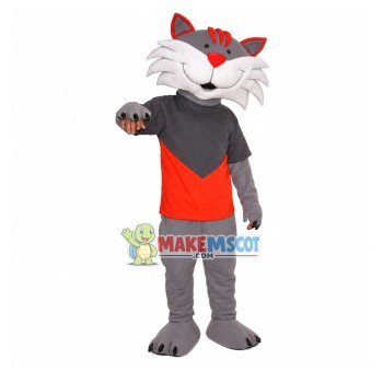 Grey Cat In Breathable Top Mascot Costume Grey Cat In Breathable Top Mascot Costume
