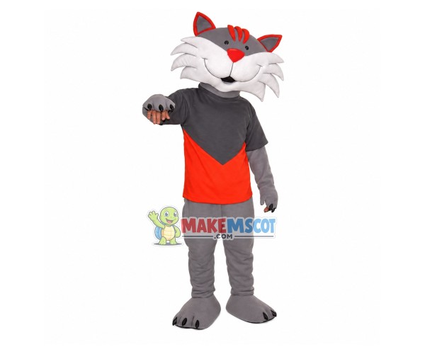 Grey Cat In Breathable Top Mascot Costume Grey Cat In Breathable Top Mascot Costume