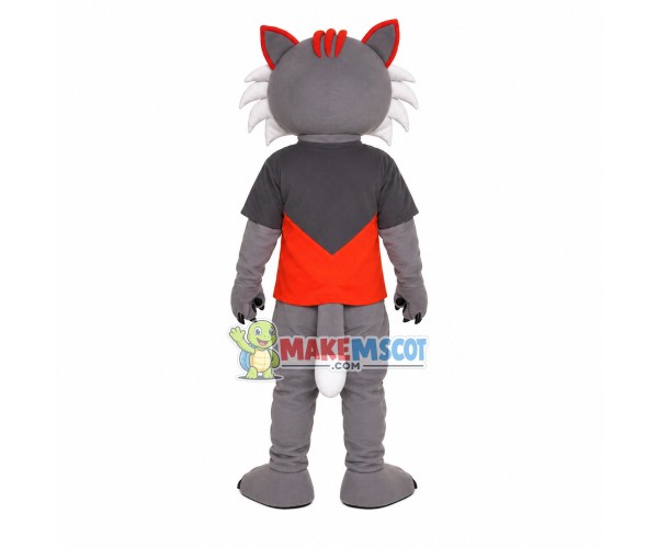 Grey Cat In Breathable Top Mascot Costume Grey Cat In Breathable Top Mascot Costume