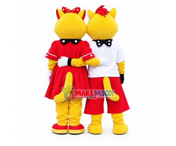 Tiger Couple Attending the Dinner Together Mascot Costume Tiger Couple Attending the Dinner Together Mascot Costume