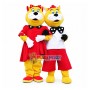 Tiger Couple Attending the Dinner Together Mascot Costume