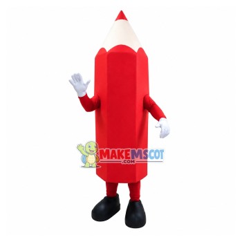 Pointed Top Red Drawing Pencil Mascot Costume