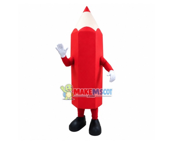 Pointed Top Red Drawing Pencil Mascot Costume