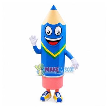Blue Pencil Mascot Costume For Stationery Store