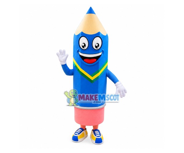 Blue Pencil Mascot Costume For Stationery Store