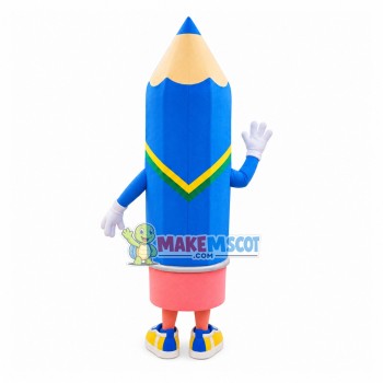 Blue Pencil Mascot Costume For Stationery Store