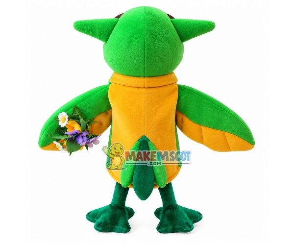 Pretty Lark Holding Bunch of Flowers Mascot Costume Pretty Lark Holding Bunch of Flowers Mascot Costume