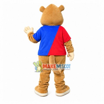 Friendly Beaver In Color Block Top Mascot Costume Friendly Beaver In Color Block Top Mascot Costume