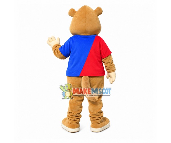 Friendly Beaver In Color Block Top Mascot Costume Friendly Beaver In Color Block Top Mascot Costume