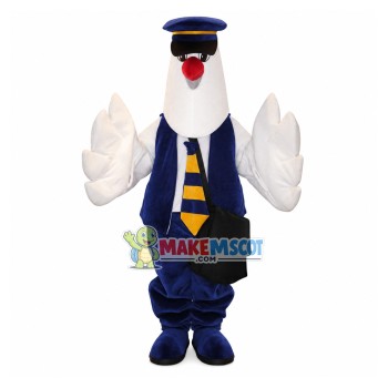 Police Officer White Goose On Mission Mascot Costume Police Officer White Goose On Mission Mascot Costume