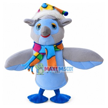 Owl Puppet Wearing Colorful Scarf Mascot Costume