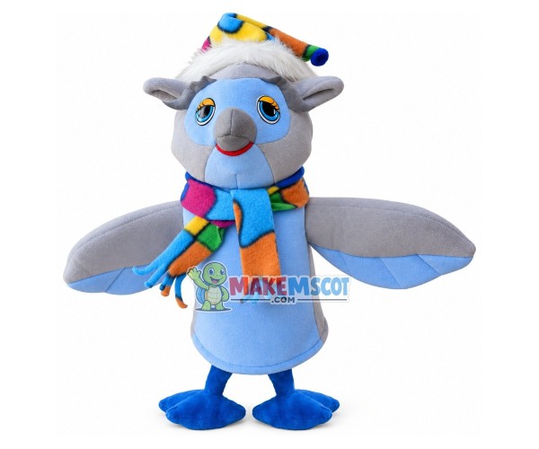 Owl Puppet Wearing Colorful Scarf Mascot Costume Owl Puppet Wearing Colorful Scarf Mascot Costume