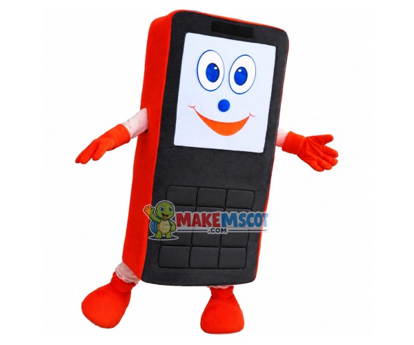Old Style Red Button Phone Mascot Costume Old Style Red Button Phone Mascot Costume