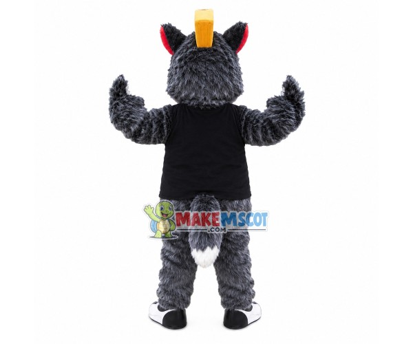 Cheering Grey Shaggy Wolf Mascot Costume Cheering Grey Shaggy Wolf Mascot Costume
