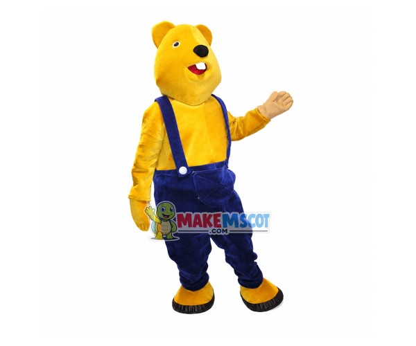 Relaxed Yellow Beaver Adult Mascot Costume Relaxed Yellow Beaver Adult Mascot Costume