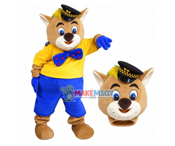 Police Station Tiger In Yellow Uniform Mascot Costume