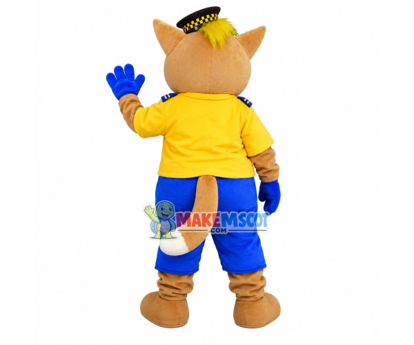 Police Station Tiger In Yellow Uniform Mascot Costume