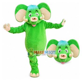 Happy Running Green Elephant Baby Mascot Costume Happy Running Green Elephant Baby Mascot Costume
