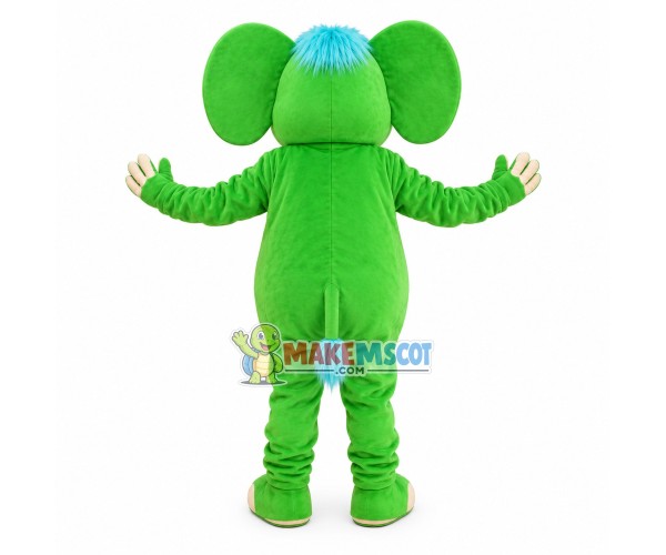 Happy Running Green Elephant Baby Mascot Costume Happy Running Green Elephant Baby Mascot Costume