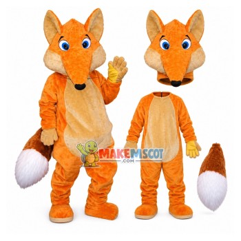 Adult Orange Fox With Furry Tail Mascot Costume Adult Orange Fox With Furry Tail Mascot Costume