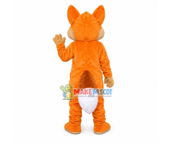Adult Orange Fox With Furry Tail Mascot Costume Adult Orange Fox With Furry Tail Mascot Costume