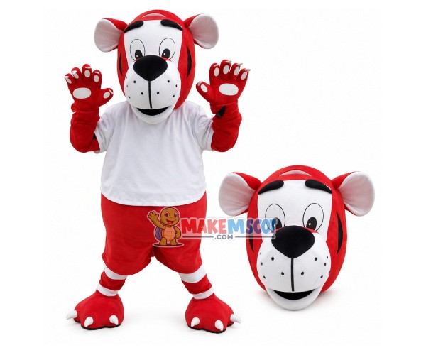 Tiger On The Dirt Motorcycle Race Mascot Costume Tiger On The Dirt Motorcycle Race Mascot Costume
