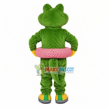 Swimming The Little Green Crocodile Mascot Costume Swimming The Little Green Crocodile Mascot Costume