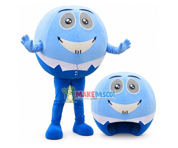 The Laughing Cartoon Light Blue Ball Mascot Costume The Laughing Cartoon Light Blue Ball Mascot Costume