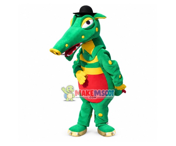 Gentle The Serious Green Crocodile Mascot Costume Gentle The Serious Green Crocodile Mascot Costume