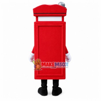 Red Public Telephone Booth On Street Mascot Costume Red Public Telephone Booth On Street Mascot Costume