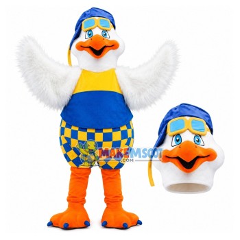 Fully Equipped Skiing Furry Bird Mascot Costume Fully Equipped Skiing Furry Bird Mascot Costume