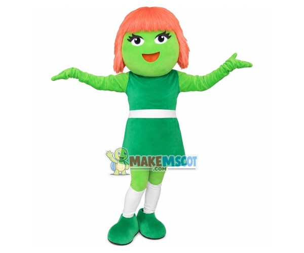 Green Girl Doll of Open Source Software Mascot Costume