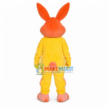 Dotted Ears Rabbit Gnawing Carrot Mascot Costume Dotted Ears Rabbit Gnawing Carrot Mascot Costume