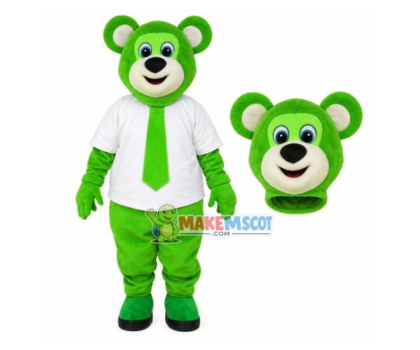 The Over All Green Bear Mascot Costume Outfit