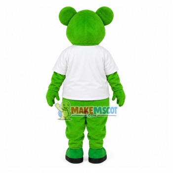 The Over All Green Bear Mascot Costume Outfit