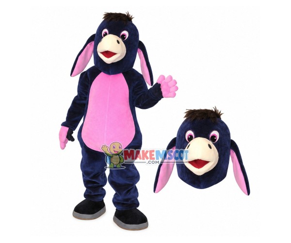 Contrasting The Dark Blue Donkey Mascot Costume Contrasting The Dark Blue Donkey Mascot Costume