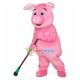 The Pig On Duty Carrying Broom Mascot Costume The Pig On Duty Carrying Broom Mascot Costume