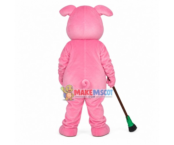 The Pig On Duty Carrying Broom Mascot Costume The Pig On Duty Carrying Broom Mascot Costume