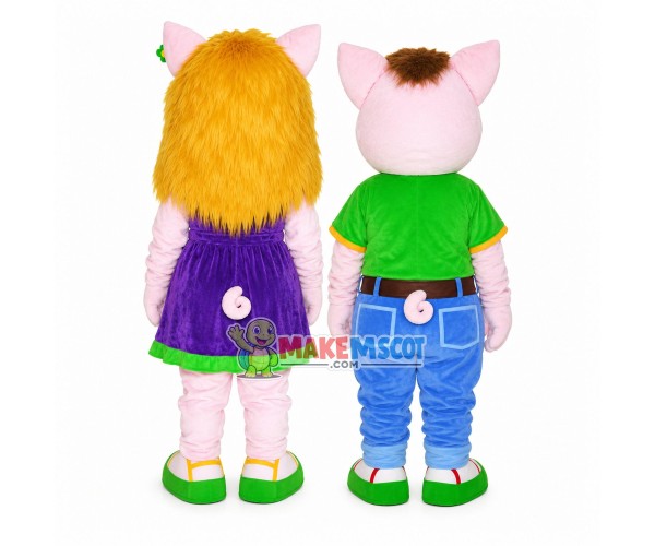 Pig Couple Wearing Formal Suit Mascot Costume Pig Couple Wearing Formal Suit Mascot Costume