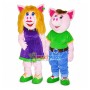 Pig Couple Wearing Formal Suit Mascot Costume